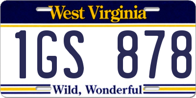 WV license plate 1GS878