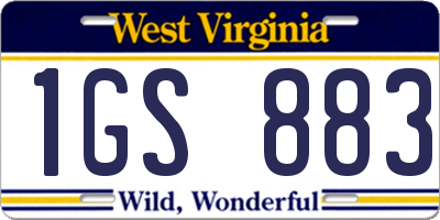 WV license plate 1GS883