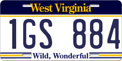WV license plate 1GS884
