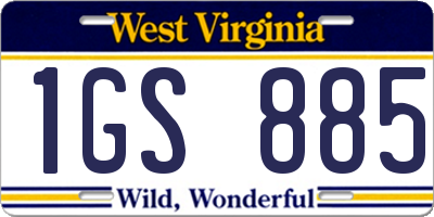 WV license plate 1GS885