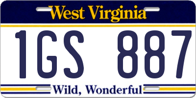 WV license plate 1GS887