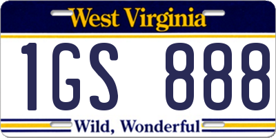 WV license plate 1GS888