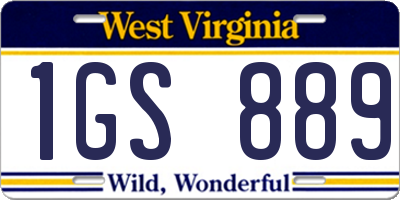 WV license plate 1GS889