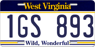 WV license plate 1GS893