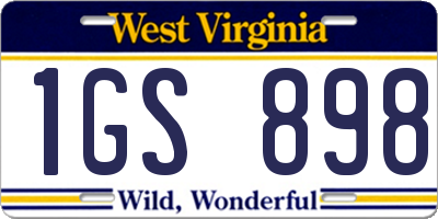 WV license plate 1GS898