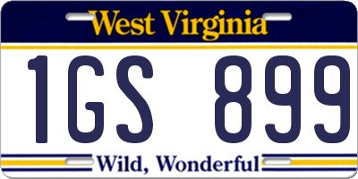 WV license plate 1GS899