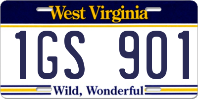 WV license plate 1GS901