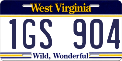 WV license plate 1GS904