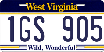 WV license plate 1GS905