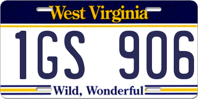WV license plate 1GS906