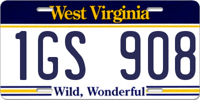 WV license plate 1GS908