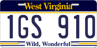 WV license plate 1GS910