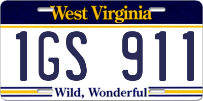 WV license plate 1GS911