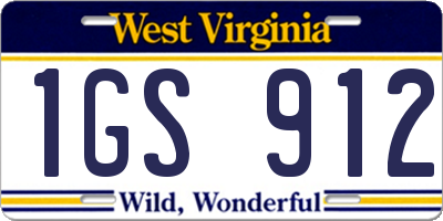 WV license plate 1GS912