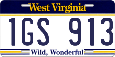 WV license plate 1GS913