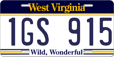 WV license plate 1GS915