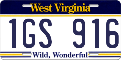 WV license plate 1GS916