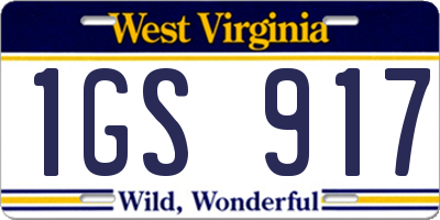 WV license plate 1GS917
