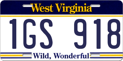 WV license plate 1GS918
