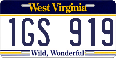 WV license plate 1GS919