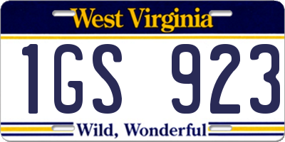 WV license plate 1GS923