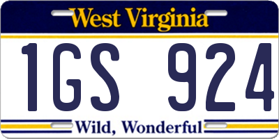WV license plate 1GS924