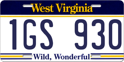 WV license plate 1GS930