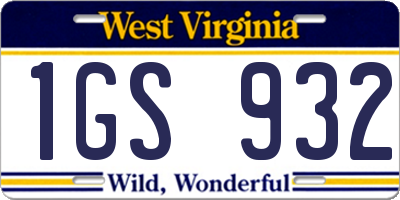 WV license plate 1GS932