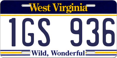 WV license plate 1GS936