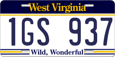 WV license plate 1GS937