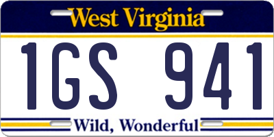 WV license plate 1GS941