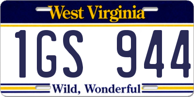 WV license plate 1GS944