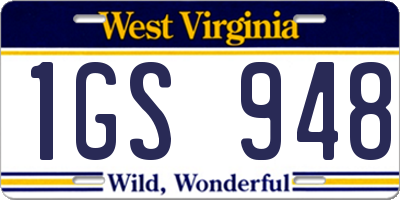 WV license plate 1GS948