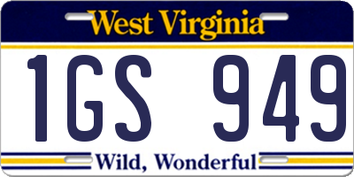 WV license plate 1GS949