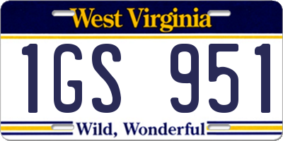 WV license plate 1GS951
