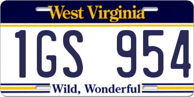 WV license plate 1GS954