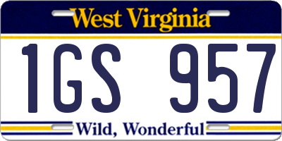 WV license plate 1GS957