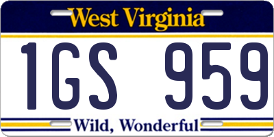 WV license plate 1GS959