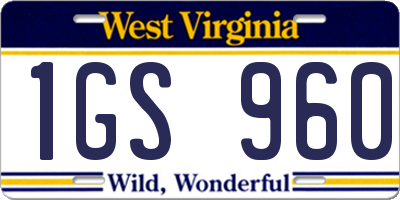 WV license plate 1GS960