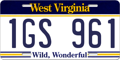 WV license plate 1GS961