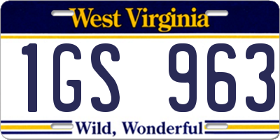 WV license plate 1GS963