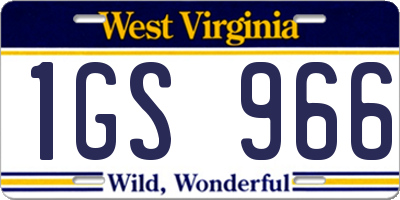WV license plate 1GS966