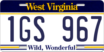 WV license plate 1GS967