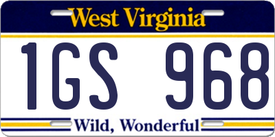 WV license plate 1GS968
