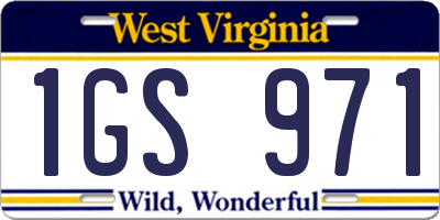 WV license plate 1GS971