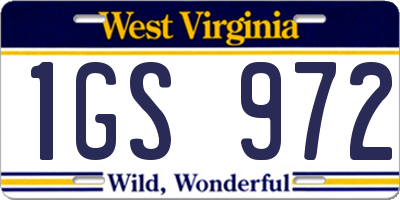 WV license plate 1GS972