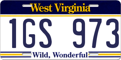 WV license plate 1GS973