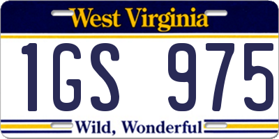 WV license plate 1GS975