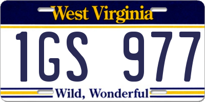 WV license plate 1GS977