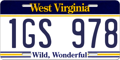 WV license plate 1GS978